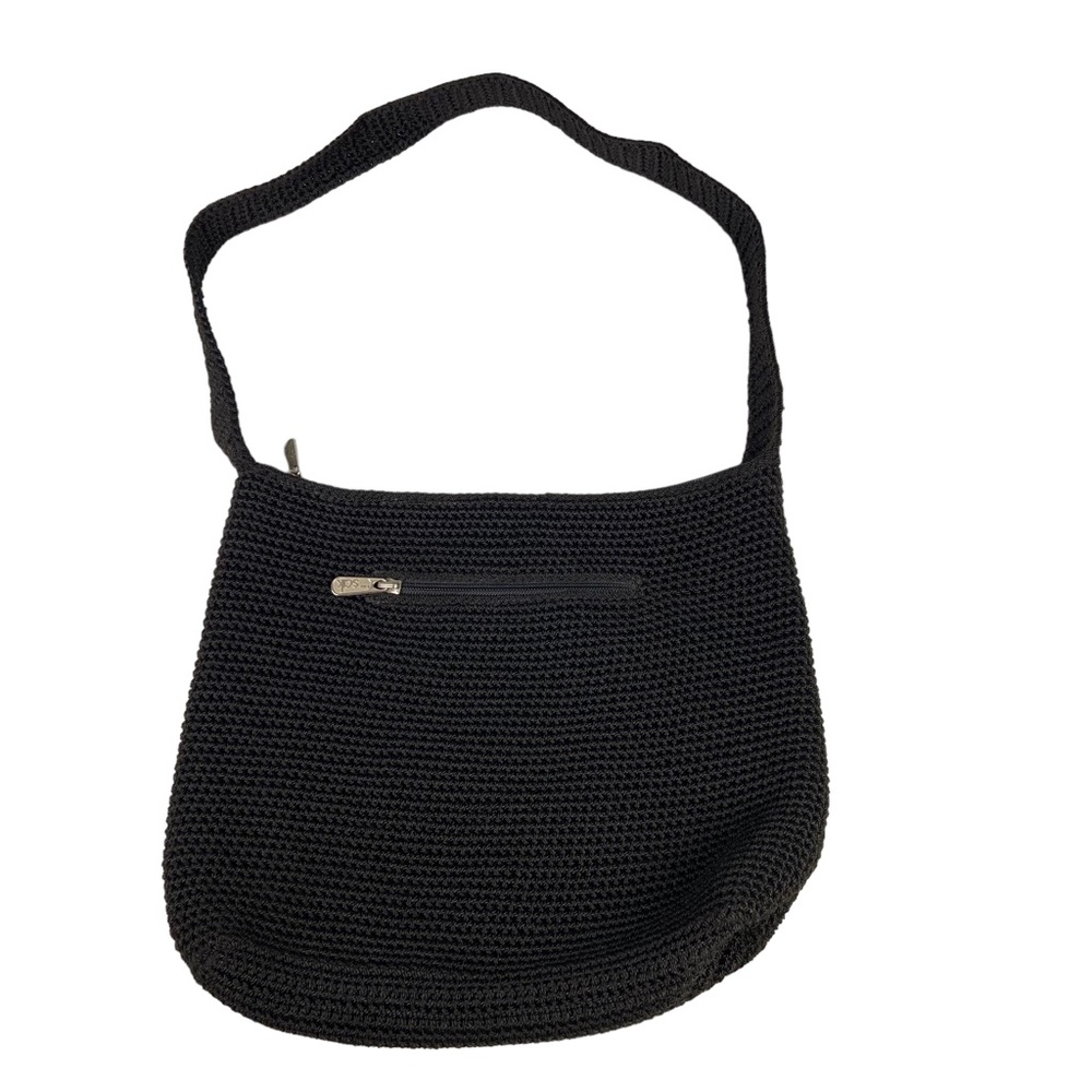 The Sak Hand Crocheted Bag Black Zipper Shoulder Bag